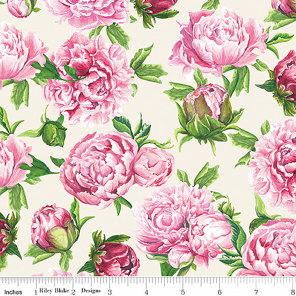 Hester & Cook Monthly Placemats May Peonies Cream