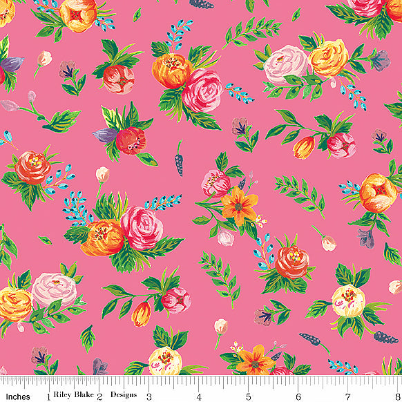Hester & Cook Monthly Placemats August Floral Raspberry