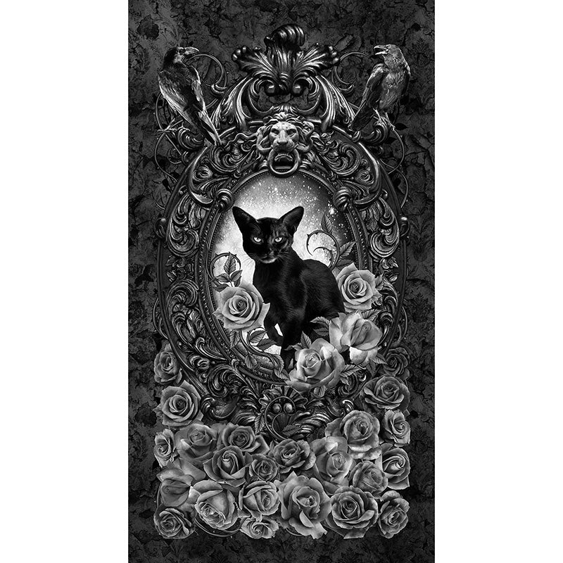 Wicked 24" Cat Floral Portrait Panel Black
