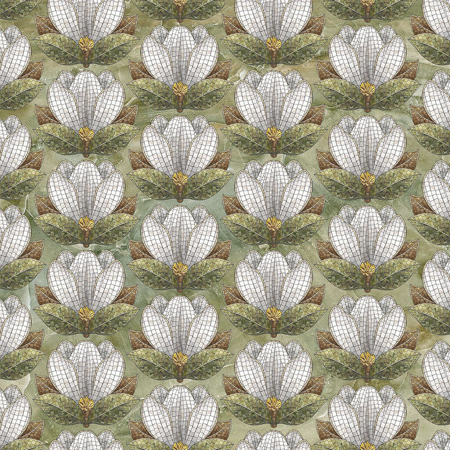 Magnolia Flower Motif Sage