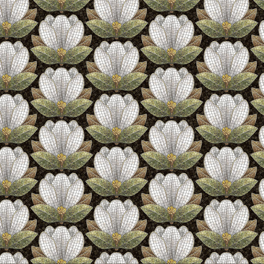 Magnolia Flower Motif Black