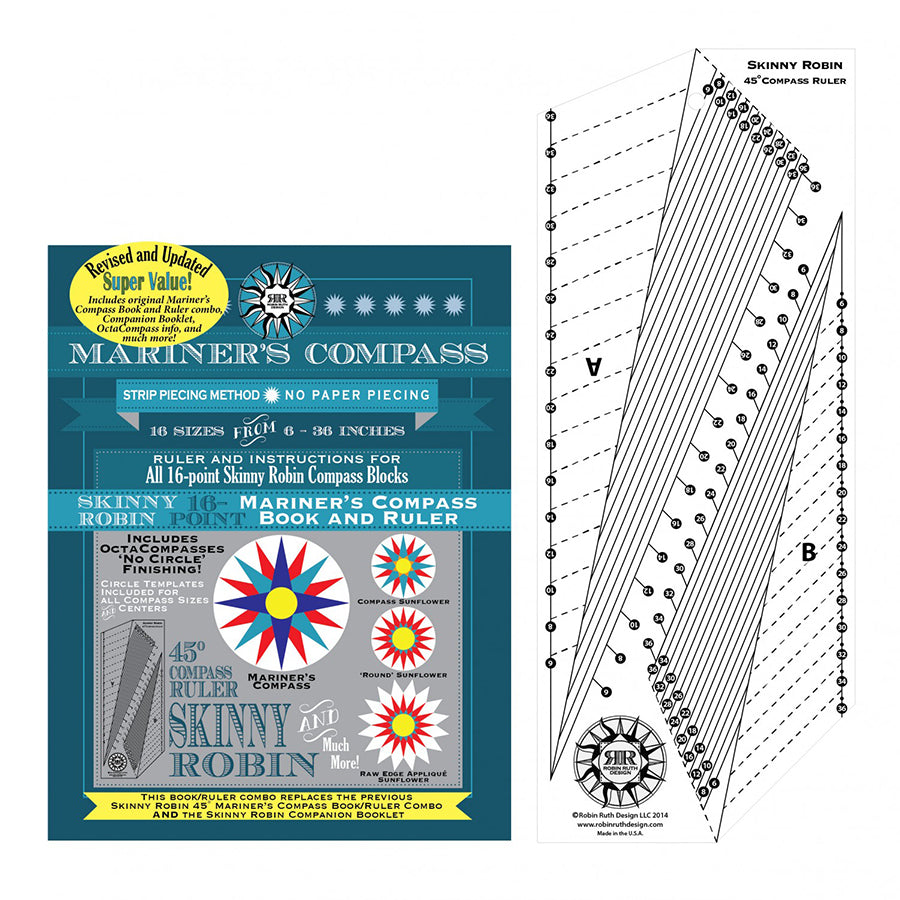 Skinny Robin 16 Point Mariner's Compass Book and Ruler Combo