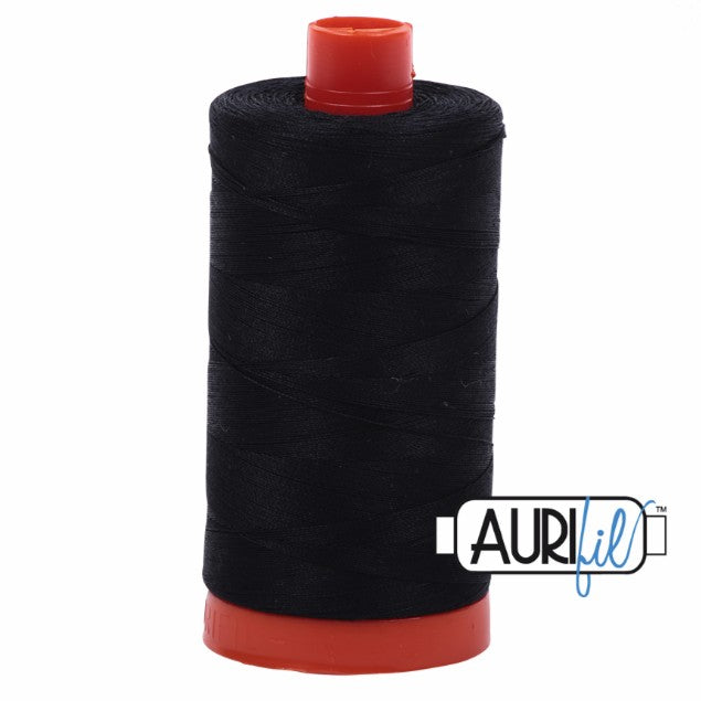 Aurifil Cotton Mako Thread Black 50wt MK50-2692